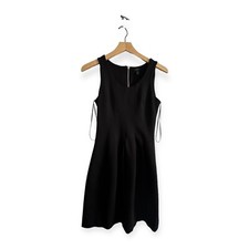 J Crew Black Pleated Flare  Dress, Size 00, Sleeveless Mini Dress