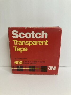 Scotch Transparent Tape Refill  1  x 2592  (72 Yds) Cat 600 3  Core NIB Vintage