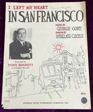 1954 I LEFT MY HEART IN SAN FRANCISCO SHEET MUSIC TONY BENNETT CORY & CROSS KEYS