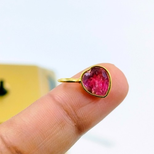 Dije de turmalina rosa en forma de corazón de plata de ley 925 dije hecho a mano - Imagen 9 de 9