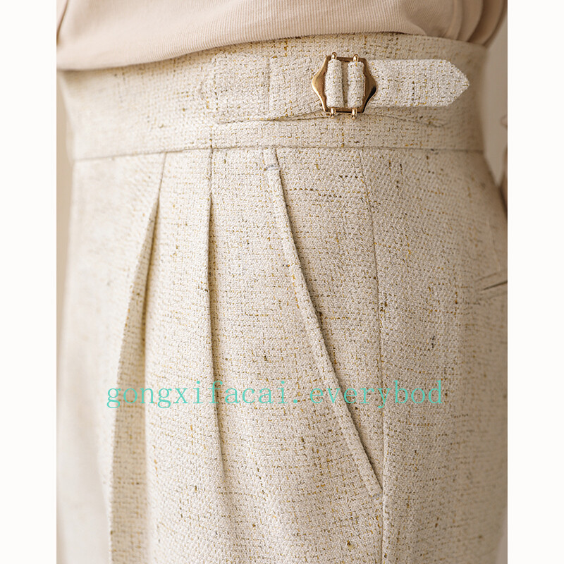 Men's Retro Naples Pants High Waist Straight Trousers Casual Business Suit Pants