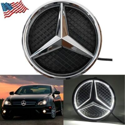 Chrome Front Grill LED Emblem Fit For Mercedes Benz W205 C117 C350 CLS300-GLA260