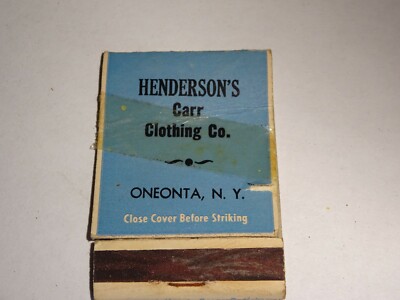 Vintage Henderson's Carr Clothing Co. from Oneonta, NY matchbook cover 