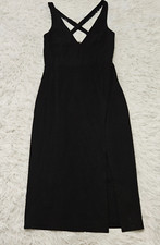 Lulus Women's Sz S Black Sexy Sleeveless V-neck Crossback Midi Dress