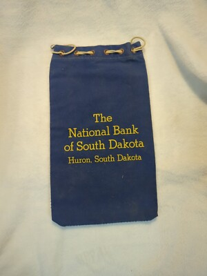 #ad Antique The National Bank Of South Dakota Bank Bag Blue $10.49