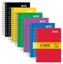 Fat Book Spiral Notebooks, 6 Pack, Small Notebooks with Poly Plastic Covers, ...