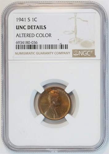 1941 S Lincoln Wheat Small Cent UNC DETAILS NGC 1C