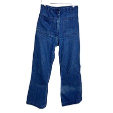 Vintage 1986 US Navy Utility Slacks Denim Hi Waisted Wide Leg Jeans 12L 26x27 G8