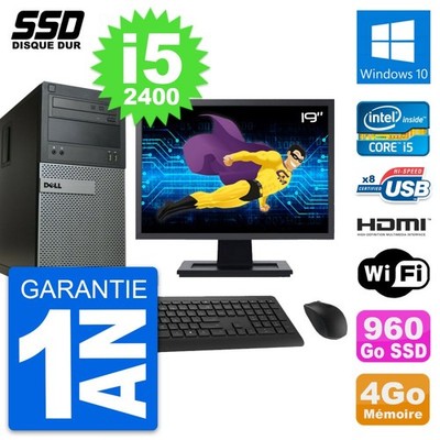 PC tour DELL 390 MT Bildschirm 19 '' i5-2400 RAM 4Go SSD 960Go HDMI Windows 10