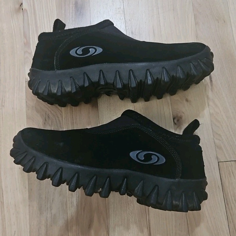 Salomon Contagrip Thinsulate Snow Clog Shoe Vintage Black Suede Slip On W7 