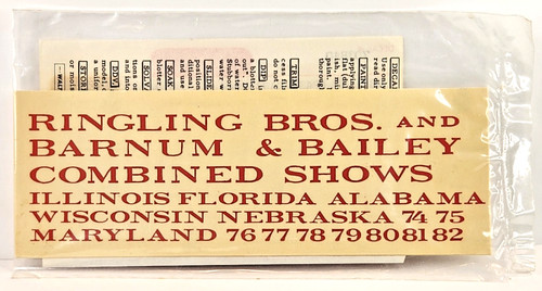 Calcomanía Walthers escala O #936-701840 Ringling Bros. Coches de pasajeros de espectáculos combinados | Zustand: New
