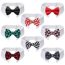 8PCS Adjustable Tux Dog Collar with Bow Tie, White Tuxedo for Large Dogs Wedding