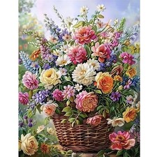 Flowers Diamond Art Kits for Adults, Wild Flowers 5D Diamond Painting Kits for B