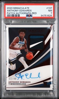 2020 Immaculate Anthony Edwards Patch Autograph Red /49