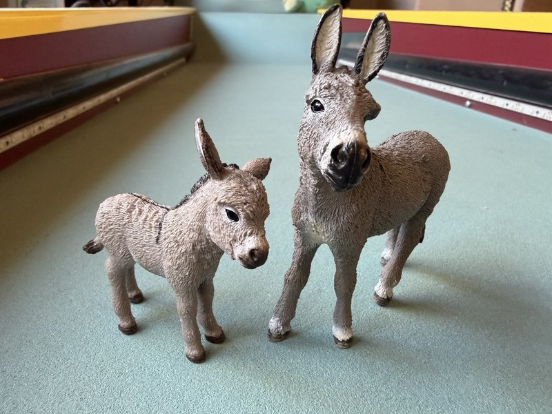 Schleich Grey 13772 Jenny DONKEY + Baby Foal Figure Burro 2014 Farm Barnyard Toy