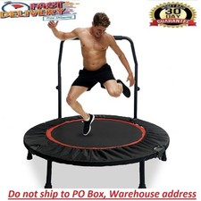 40" Fitness Mini Trampoline with Adjustable Handle Bar 660lbs Bungee Rebounder