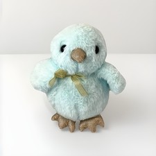 FAO Schwarz Sparklers Baby Chick Plush Blue 7" Gold Bow Shiny OC30