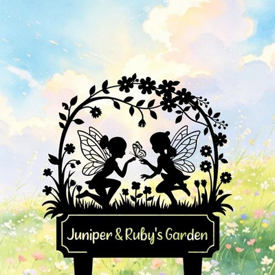 Personalized Fairy Garden Sign, Custom Fairy Garden Stake, Flower Bed Decor