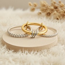 Stylish Stackable Rings for Women 18k Gold Plated Cubic Zirconia Multi Rings Set