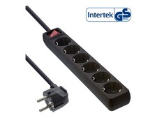 InLine 6x Shucko Multi Outlet with Black Switch Cable 3m Strip 16463T