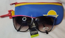 Vintage 80's Women's Foster Grant Black, Pink  Blue Square Sunglasses