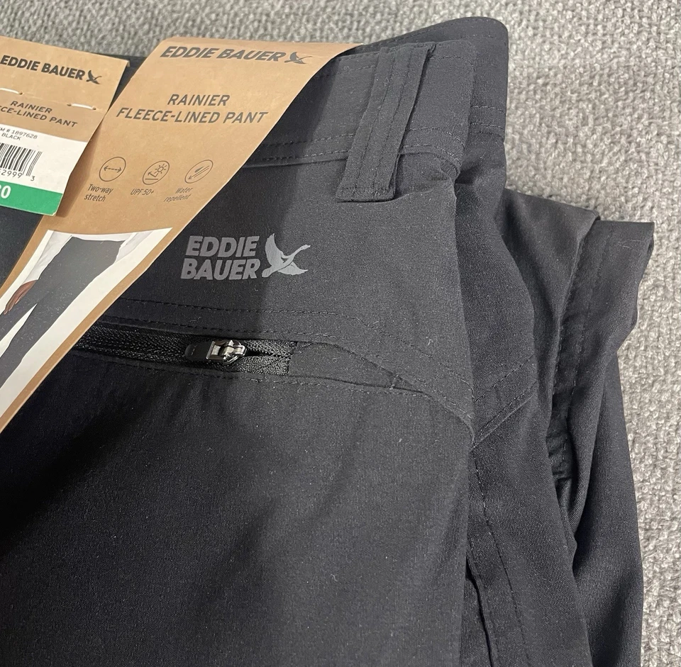 Eddie Bauer RAINIER Men's Lot of 2 Fleece Lined Water Resistant Pant Black 38x30 - Image 4 of 4