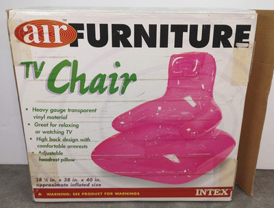 Vintage Intex Air Furniture TV Chair 1998 New Open Box HOT PINK
