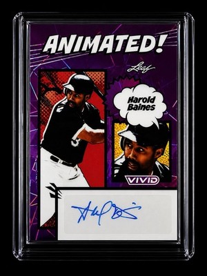 2026 Leaf Vivid Animated Harold Baines Auto Purple #2/3 HOF On Card Autograph