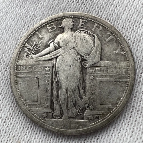 1917-P Standing Liberty Quarter Dollar 25c Silver Philadelphia Coin SLQ Type 1