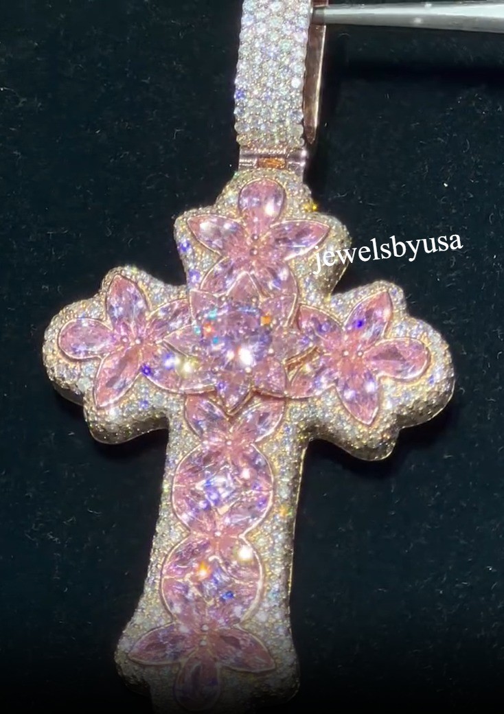 Men's Classic Wear Cross Lab Created Diamond Pendant 1.5 Inches In 925 Silver