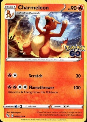 Charmeleon Uncommon Pokemon GO 009/078 NM