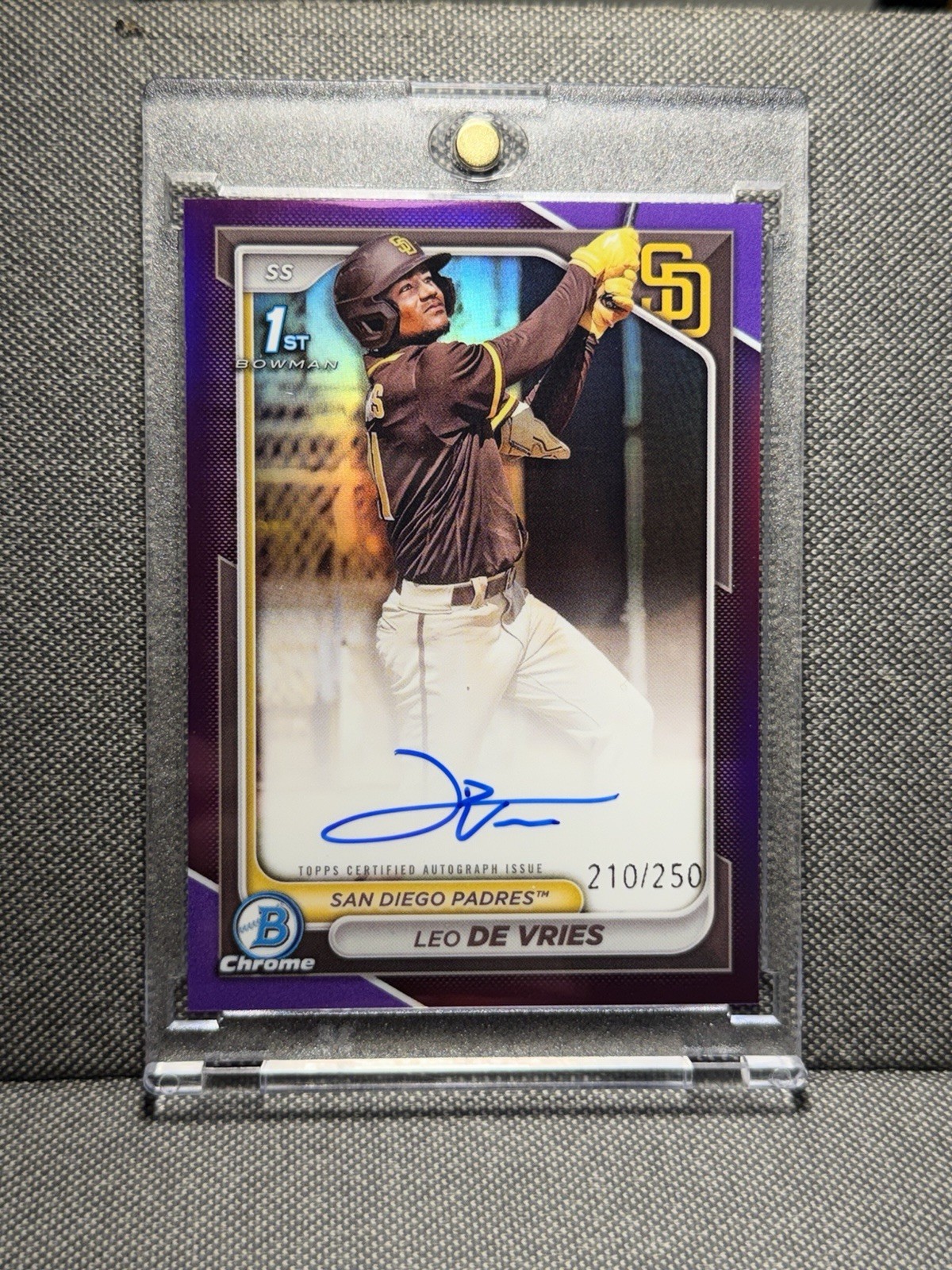 2024 Bowman Chrome Leo De Vries Auto /250 Purple Refractor 1st Rookie Card 📈💎