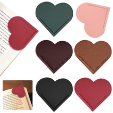6 Pcs Leather Heart Bookmarks, Bookmarks for Women, Cute Heart Bookmark Corne...