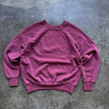 True Vintage Raglan Sweatshirt Size M 70s 80s Maroon Soft Cotton Blend Cozy