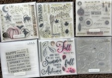 CTMH Acrylic Stamp Set Lot, Oct Nov Dec Fall Winter Theme