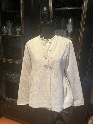 SULA MOON JACKET OAT XS NWT CREAM COTTON WOOL LINED POCKETS PEPLUM BACK