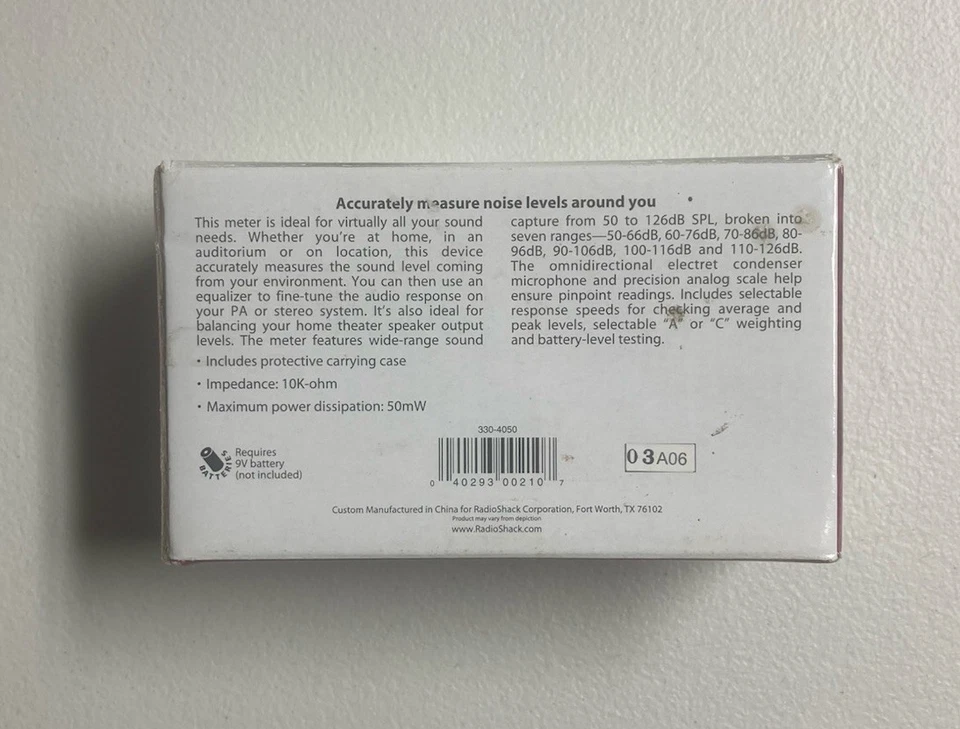 NEW Radio Shack Analog Sound Level Meter 50-126dB Sound Capture Range 33-4050 - Image 3 of 4