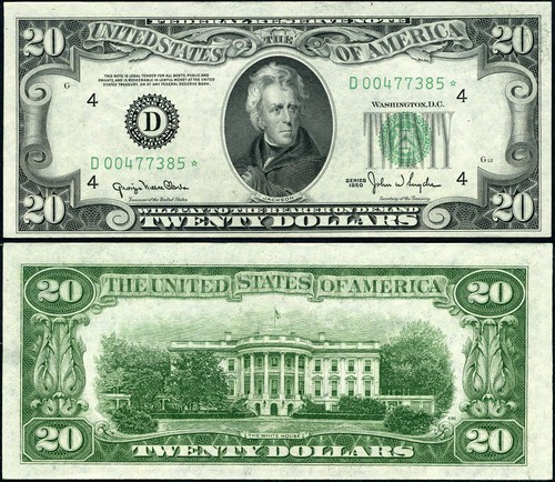 FR. 2059 D* $20 1950 Federal Reserve Note Cleveland D-* Block CU Star - Picture 1 of 3