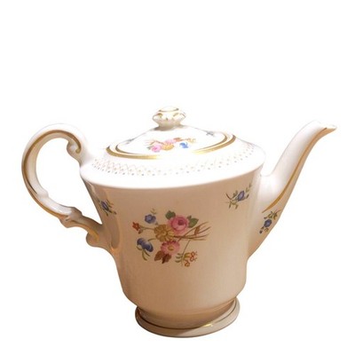 Syracuse China Old Ivory Teapot Floral Gold Trim Elegant Porcelain