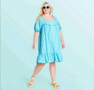 Women's Plus Size Short Sleeve Ruffle Dress Stoney Clover Lane x Target Blue 2X