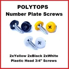 Image of Number Plate Oversized Screws Chunky Plastic Top 2 White 2 Black 2 Yellow