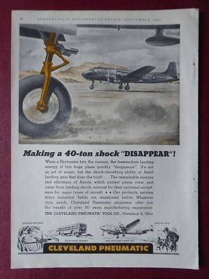 9/1945 PUB CLEVELAND PNEUMATISCHES AEROL FAHRWERK DOUGLAS C-54 SKYMASTER ANZEIGE
