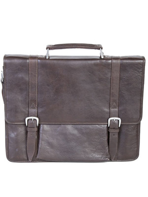 Scully H658 Hidesign Brown Men's Flap Over Laptop Briefcase