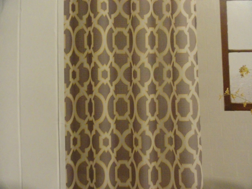Новый геометрический серый золото белые круги завитки Geo решетка ткани занавески для душа  - Изображение 3 из 4
