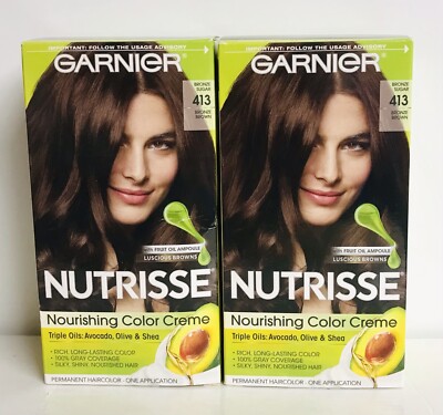 2-Pack Garnier Nutrisse ~ Bronze Sugar  # 413 Bronze Brown Nourishing Haircolor
