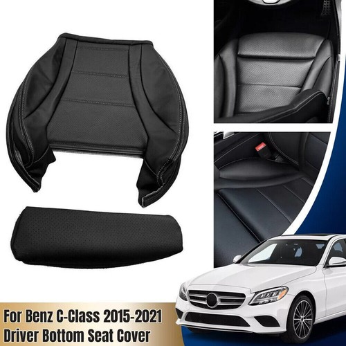 Für 2014-2020 Mercedes-Benz C-Klasse Fahrer Unten Sitzbezug W205 - Leder Schwarz - Picture 3 of 10