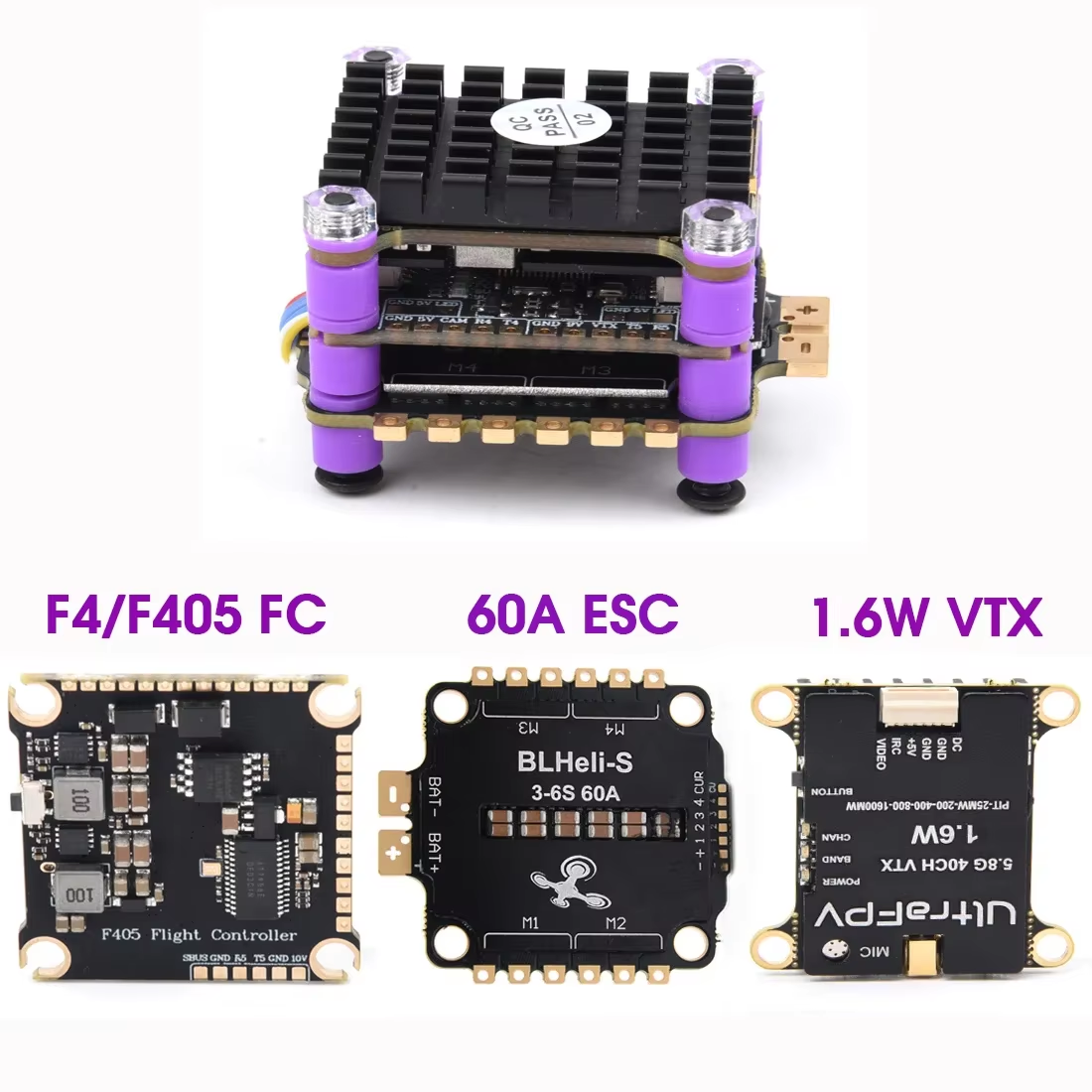 F7 F722 / F4 F405 Flight Control 3-6S & 45A 60A 4IN1 ESC 1.6W