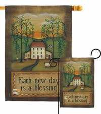 Each New Day Garden Flag Primitive Country Living Decorative Yard House Banner