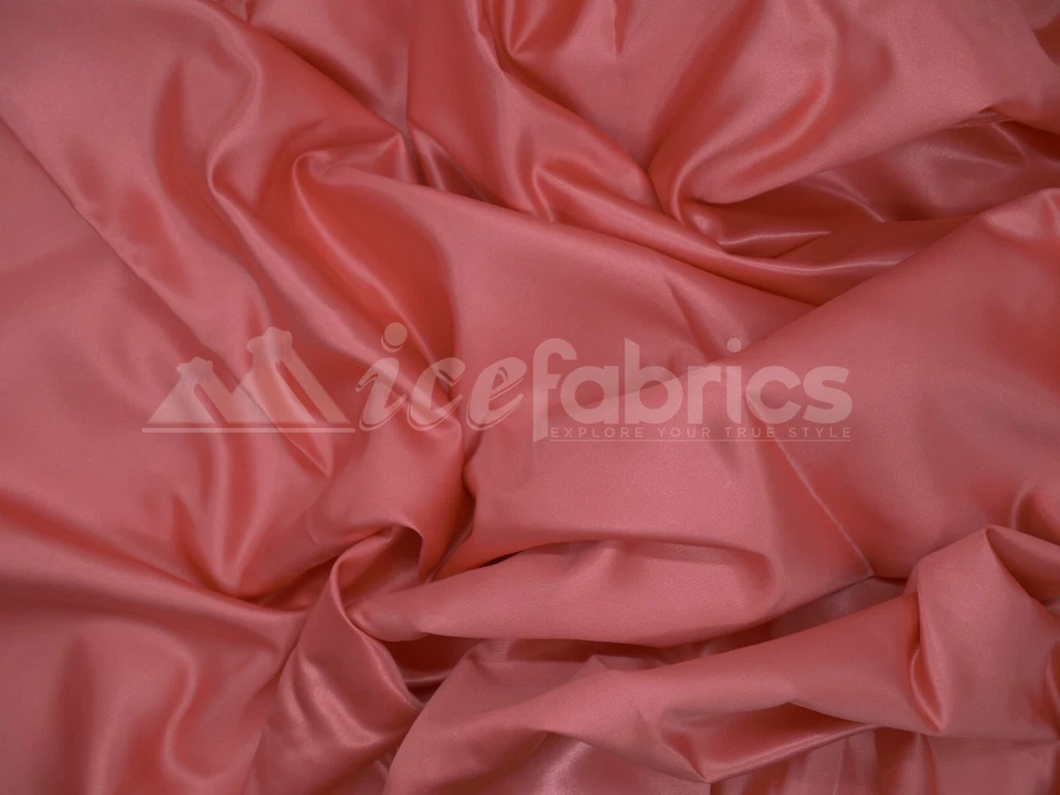Coral Charmeuse Bridal Satin Fabric Silky By The Yard- Soft Thick Satin-  - Image 4 of 4