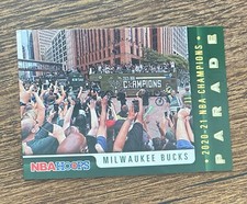 2021-22 Panini NBA Hoops Championship Parade #100 Milwaukee Bucks SP #P3990